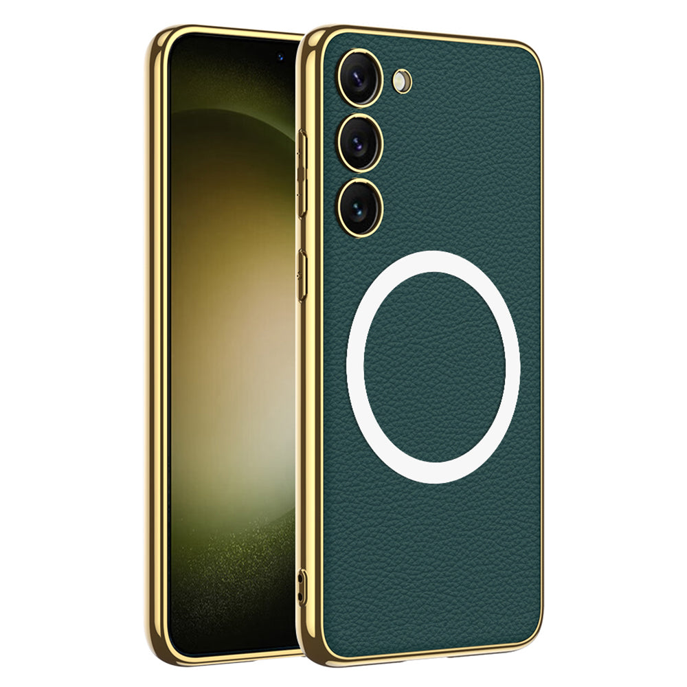 GKK pro Samsung Galaxy S23 Galvanické TPU rám PU kožené pouzdro na PC kompatibilní s MagSafe GKK pro Samsung Galaxy S23 Galvanické TPU rám PU kožené pouzdro na PC kompatibilní s MagSafe